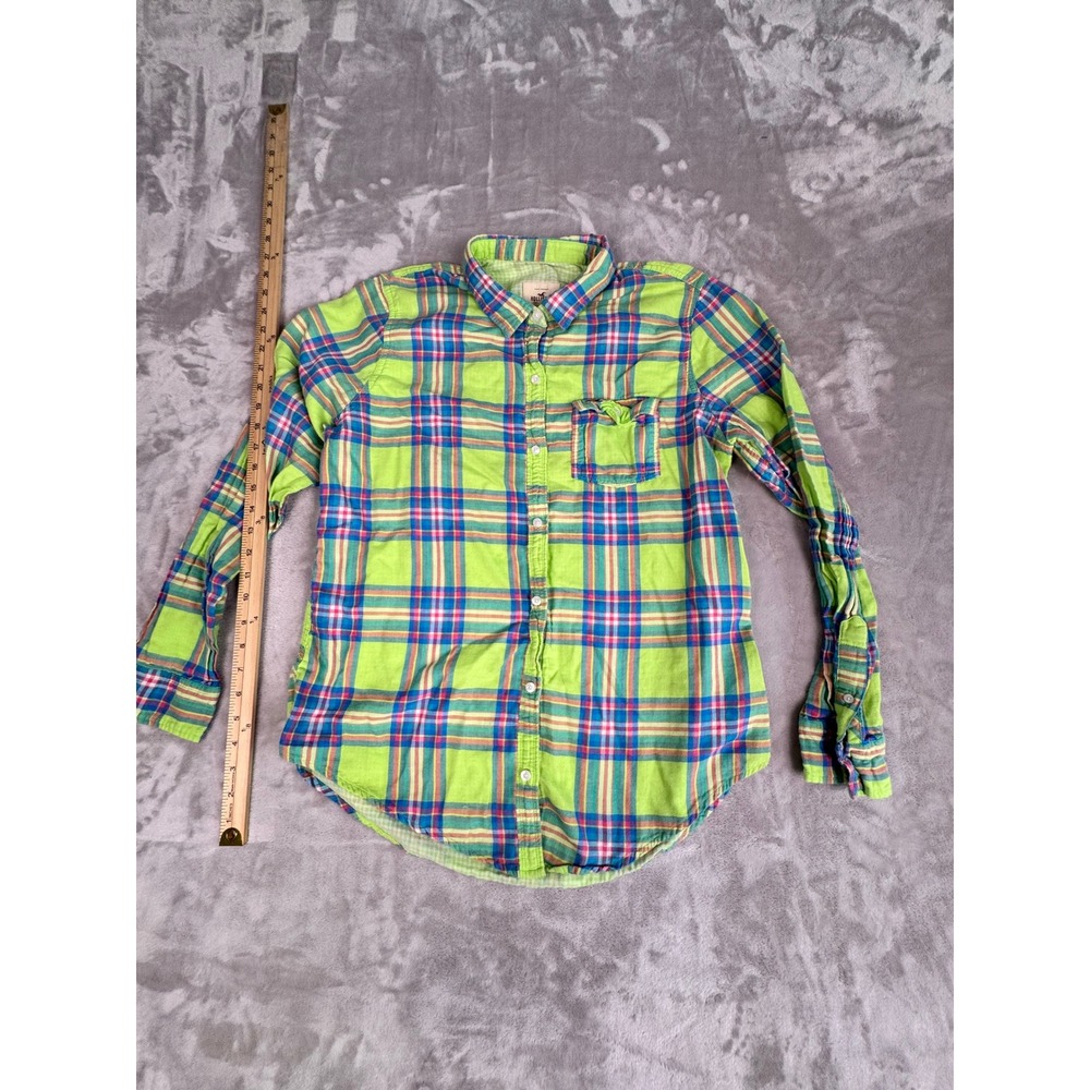 Hollister California Boys Plaid Button Down Long Sleeve Casual Shirt Large